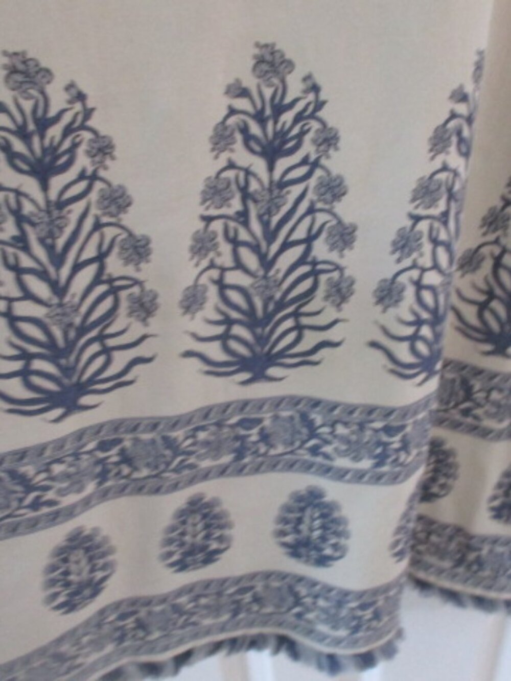 Spartina 449 Cream/blue 3/4 length sleeve fringed dress Sz XL - Picture 4 of 9